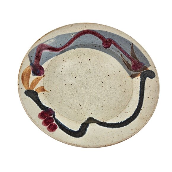 Handmade Ceramic Bowl Abstract Design 10in Rustic Pottery Decor Artisan Crafted - Picture 1 of 10